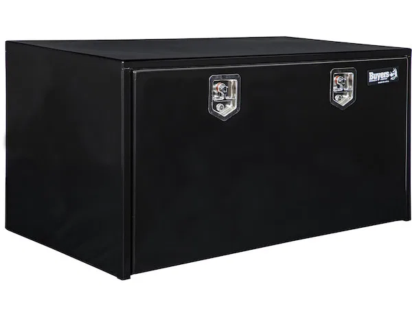 1704310 – BUYERS PROD Tool Box, Underbody 1 Recessed Drop Door Smooth Powder Coated Black Steel 48 Inch Length x 24 I...